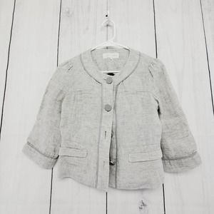 Olive Des Olive Linen Short Hem 3/4th Sleeve Sophisticated Blazer Womens Small